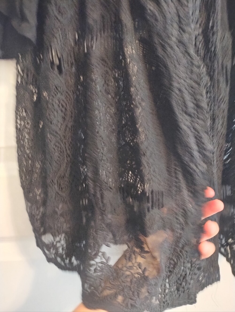 Black Lace Crochet Open-Front Cardigan - Picture 8 of 11